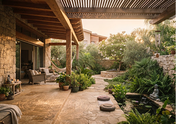 Structural & Spatial Disharmony - Stone Courtyard and Pond